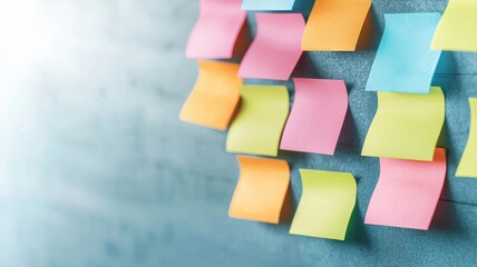 Poster - Closeup of Colorful Sticky Notes on Wall