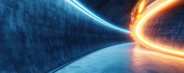 Poster - Futuristic Interior of a Dark Blue Spaceship