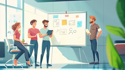 Poster - Team Brainstorming in a Modern Office Setting