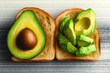 Poster - Minimalist avocado and toast icon, with clean lines representing a simple and healthy breakfast option