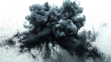 Wall Mural - The concept of war, pollution and destruction. A thick black cloud of smoke with dust and debris flying in different directions. The scene is chaotic and dangerous. An abstract explosion