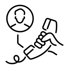 Poster - Phone call icon in outline style 