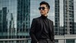 © Nemanja - Fashion-style portrait of a person standing in front of a cityscape wearing a modern outfit