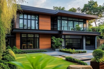 Residential building structure in an outdoor setting.