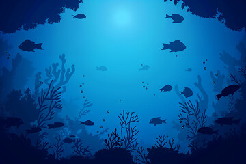 Underwater background with various sea views. Underwater scene. 