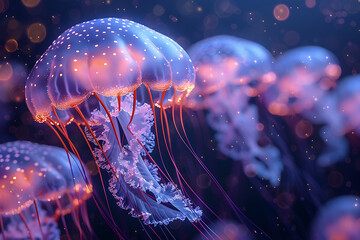 Pink Jellyfish Underwater, Created by AI