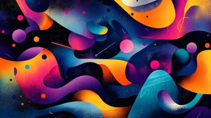 Poster - a vibrant digital illustration showcasing abstract shapes and colors, creating an eye-catching compo