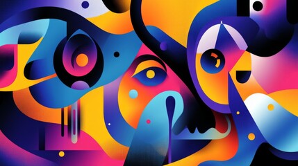 Poster - A vibrant digital illustration showcasing abstract shapes and colors, creating an eye-catching composition that highlights the creativity and versatility of graphic design
