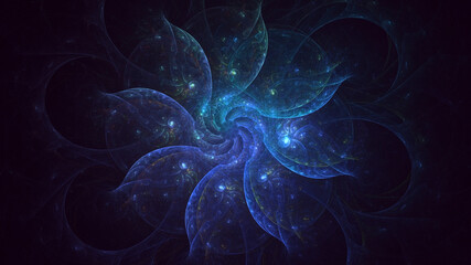 Poster - 3D manual rendering abstract colorful fractal light background. Its not AI Generatd illustration.