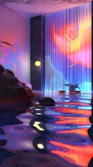 Wall Mural - Peaceful spa environment with a dynamic and vivid abstract backdrop.