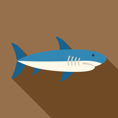 Sticker - Minimalist vector illustration of a blue shark swimming, ideal for nature and wildlife related projects