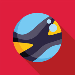 Poster - Blue planet floating with long shadow on red background