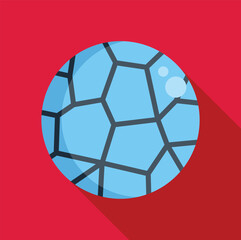 Poster - blue soccer ball with black seams on a red background with a long shadow, simple vector illustration