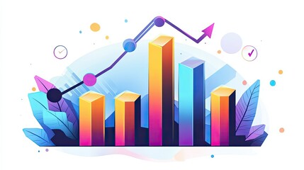 Poster - Abstract Colorful Bar Graph with Upward Trend Line