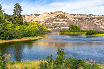 Beautiful view of The Columbia River in sunny day in The Mayer State Park, Oregon