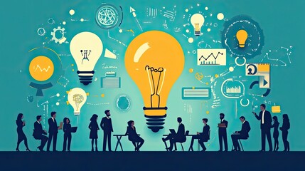 Poster - Business People Surrounded by Ideas and Charts