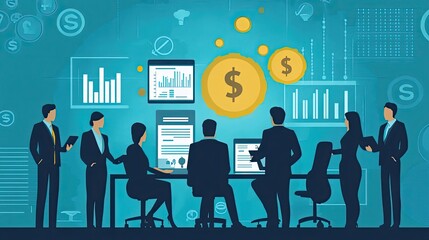 Poster - Business Professionals Analyzing Data and Financial Growth