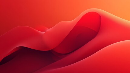 Poster - Subtle red gradients with abstract forms and shapes creating depth and dimension against a red background