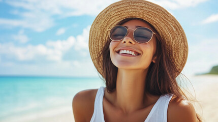 Cheerful woman on summer vacation
