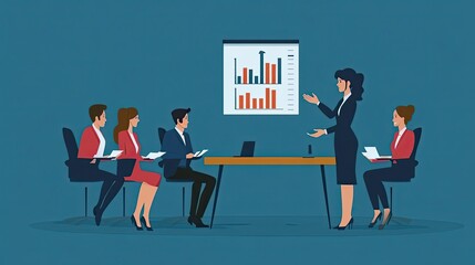 Poster - Businesswoman Presenting a Growth Chart to Colleagues