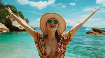 Cheerful woman on summer vacation
