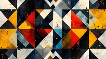 Poster - Abstract geometric pattern with a variety of colors, textures and shapes.