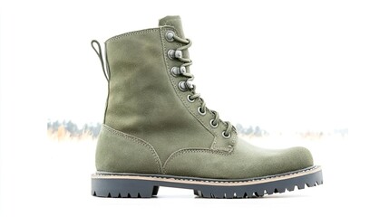 A combat boots on solid white background, single object