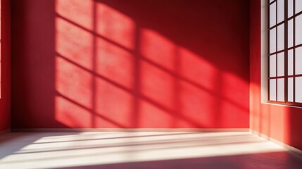 Wall Mural - Bright Red Room with Shadows and Light Play