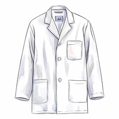  White coat, vector illustration with a white background and simple lines in a cartoon style.