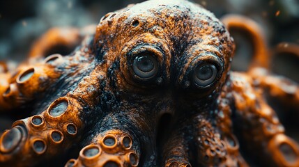 Canvas Print - Close-Up of an Octopus's Eyes and Tentacles