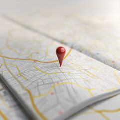 Wall Mural - red pin pointing location showing travel destination on map