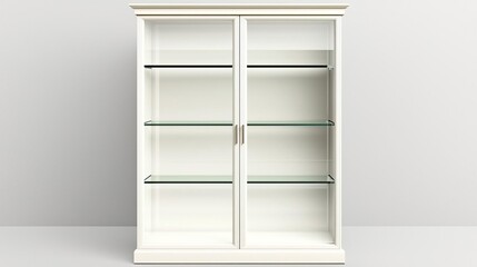 A glass display cabinet on solid white background, single object
