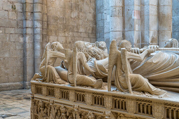 The tomb of king Pedro I in the Alcobaca Monastery at Alcobaca, Portugal