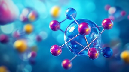Aufkleber - A blue sphere with many small spheres surrounding it