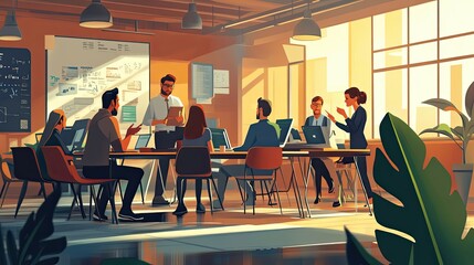 Poster - A Business Team Meeting in a Modern Office Space