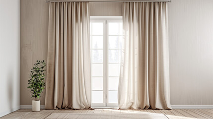 interior of a room with curtains