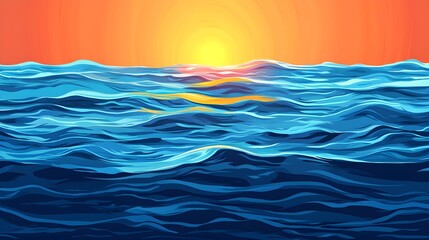 Sunset Ocean Waves Abstract