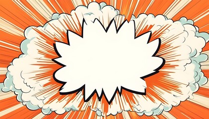 Wall Mural - Retro comic-style background featuring explosive bursts enhances blank greeting card mockup with nostalgic and energetic vibes