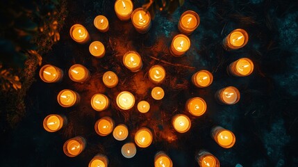 Sticker - A large group of candles are lit in a circle