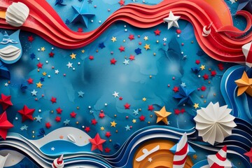 Vibrant abstract background featuring red, white, and blue stars and stripes, perfect for patriotic themes and celebrations.