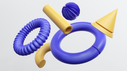 Poster - Collection of plastic abstract geometric elements for design - 3d render.