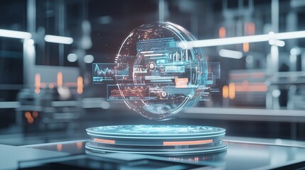 Poster - an ai-powered assistant projecting holographic information around a workspace, symbolizing the futur