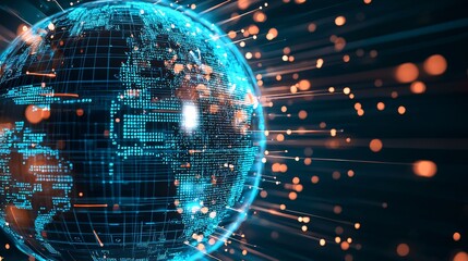 Poster - a glowing ai-powered globe with digital data streams flowing into it, symbolizing global ai connecti