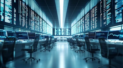 Poster - An AI-powered financial trading floor with glowing data streams and automated systems, symbolizing AI in finance