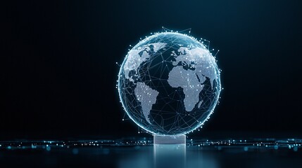 Poster - A glowing AI-powered predictive model visualized as a holographic globe with data points, symbolizing global forecasting and analysis