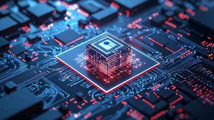 Poster - a glowing ai-powered network protecting a digital fortress, symbolizing cybersecurity and ai-driven 