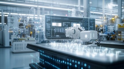 Poster - An AI-powered predictive maintenance system in a high-tech industrial setting, symbolizing efficiency and reliability through AI