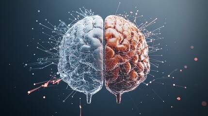 Poster - a human brain visualized alongside an ai-powered neural network, symbolizing the partnership between