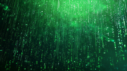 Wall Mural - Green digital binary data on computer screen background. Matrix style
