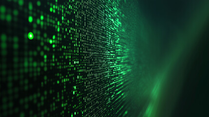 Green digital binary data on computer screen background. Matrix style
